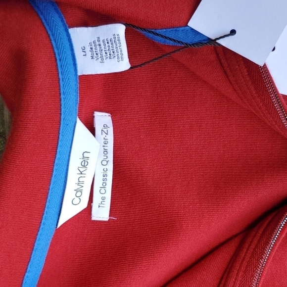 Calvin Klein Mens Classic Quarter Zip Pullover NWT  red Large - Picture 3 of 6